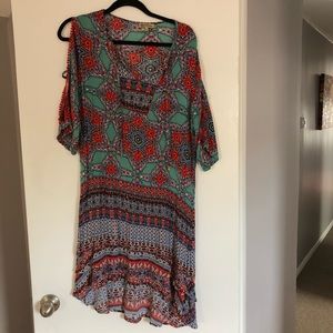 Boho hippie floral mandala 3/4 sleeve dress